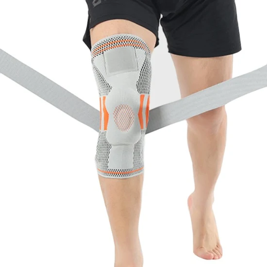 Il nylon protegge la rotula dalla forza del cuscino con imbottiture a molla in silicone, tutore di supporto per manica del ginocchio